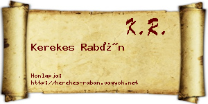 Kerekes Rabán névjegykártya